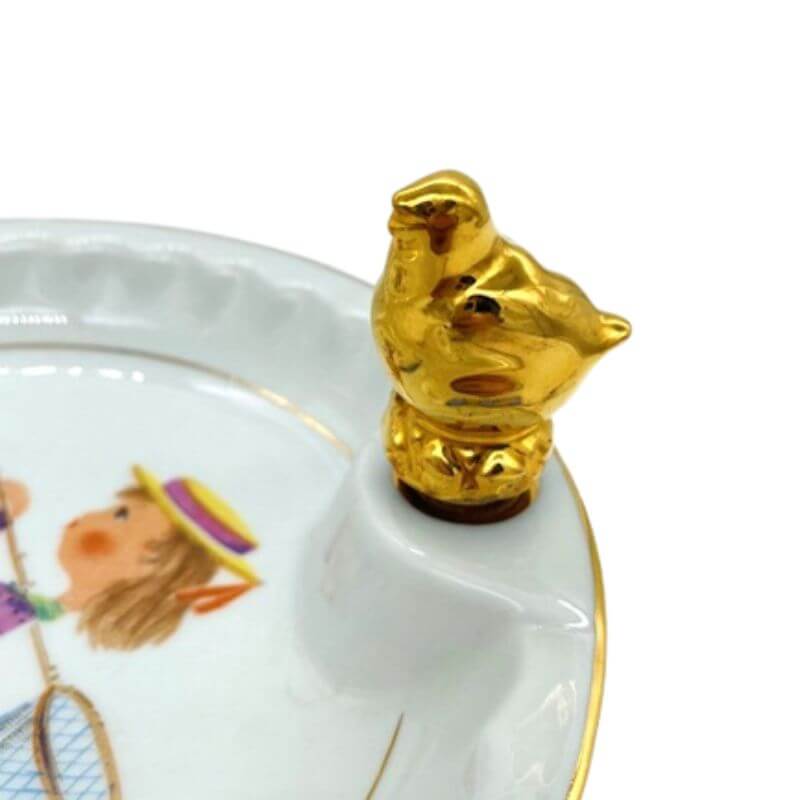 ANCIENNE ASSIETTE A BOUILLIE PORCELAINE DE LIMOGES DECOR ENFANTS JEU DE CARTES
