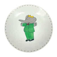 Assiette creuse Babar en verre peinte à la main