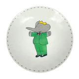 Assiette creuse Babar en verre peinte à la main